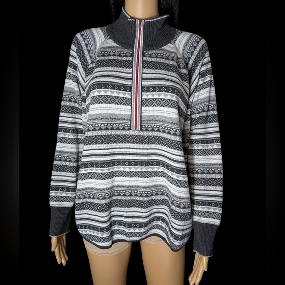 Eddie Bauer Nordic Pattern Sweater Black & White - Picture 13 of 13